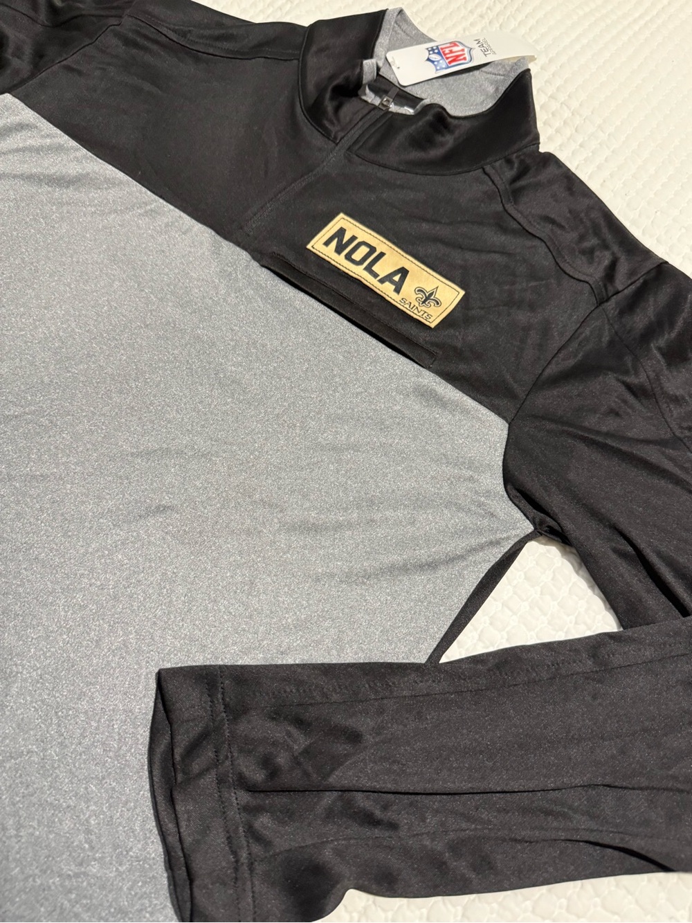 NFL New Orleans Saints 1/4-zip pullover “NOLA” Black and Gray